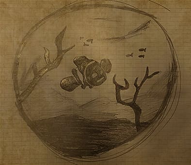 un croquis d'une scène de un de nos hubblot