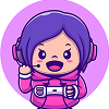 avatar d'une streameuse avec les cheveux violet
