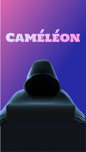 image d'un hacker ecrit le caméléon au dessus de lui