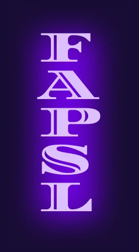 FAPSL éceit a l'horizontal sur un fond violet