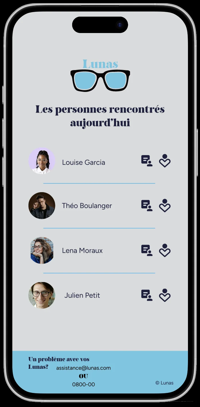 capture d'ecran de l'application Lunas