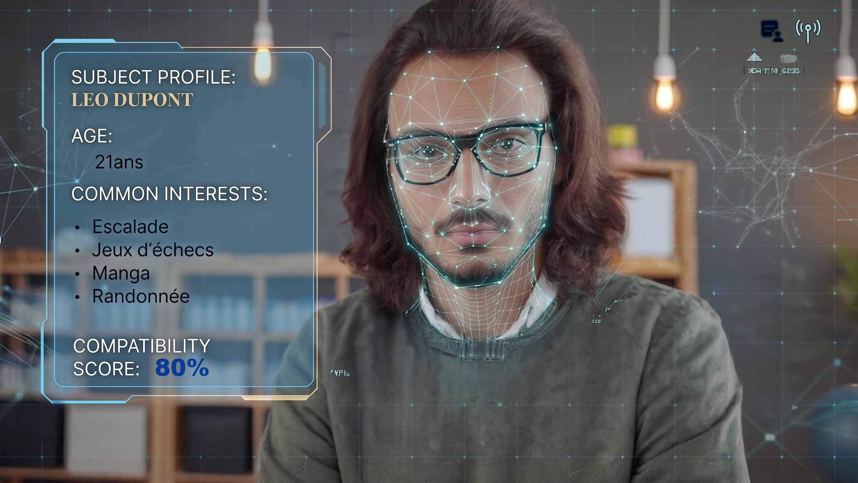 la vue a travers lunette quand vous aviez quelqu'un en face de vous et onglet + est ouvert